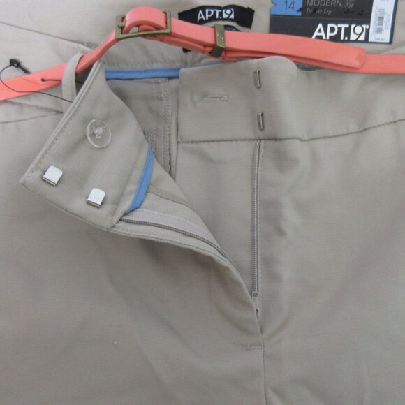 Apt 9 Career Slacks Size 14 Tan Dress Pants Modern Fit Trouser Leg Stretch NWT - Picture 4 of 7
